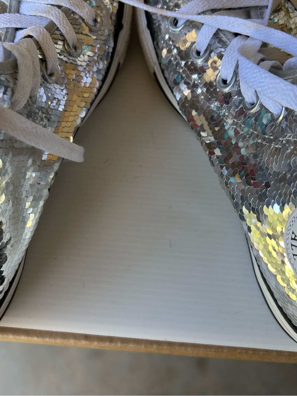 Converse Silver Sequin High-Top Sneakers - Picture 3 of 7
